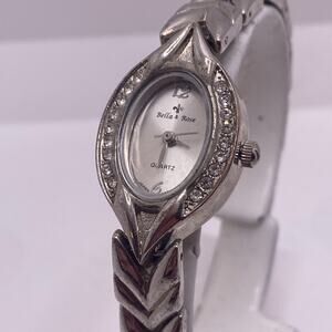 Vintage Bella & Rose Womens Silver Tone Rhinestone Quartz Watch New Battery